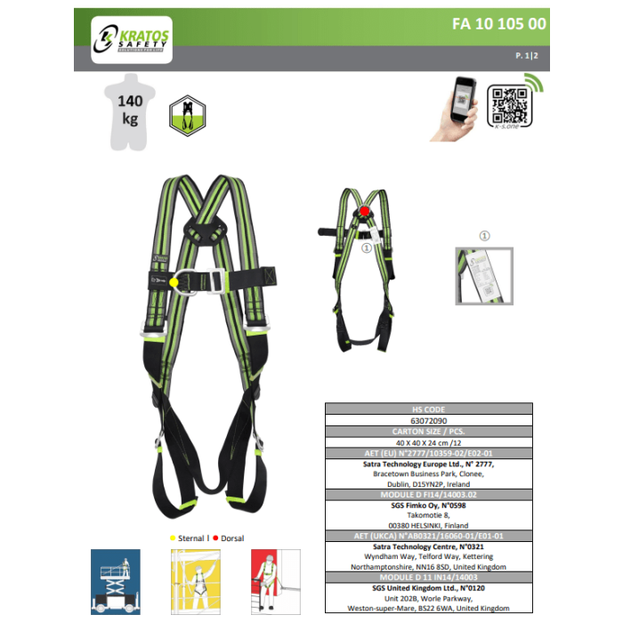 Harnas standaard 2 bevestigingspunten Maat: L-XXL